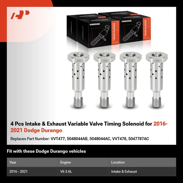 4 Pcs Intake & Exhaust Variable Valve Timing Solenoid for 2016-2021 Dodge Durango