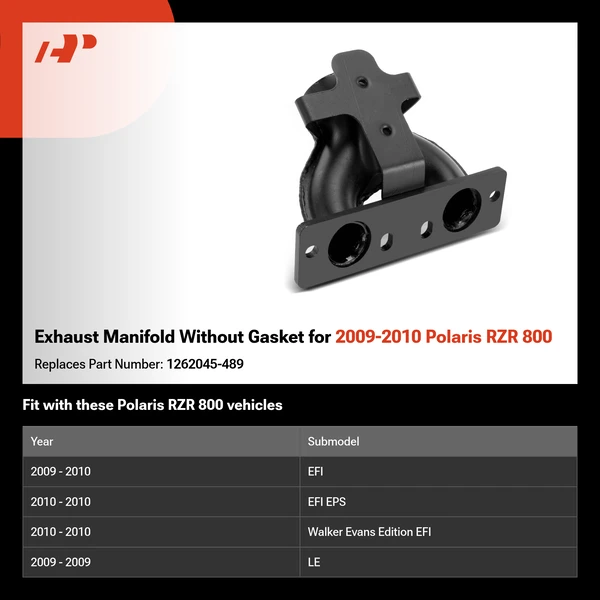 Exhaust Manifold Without Gasket for 2009-2010 Polaris RZR 800