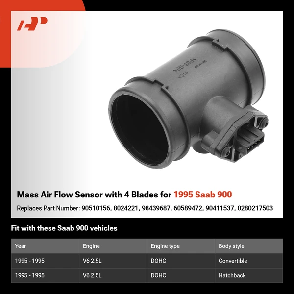 Mass Air Flow Sensor with 4 Blades for 1995 Saab 900