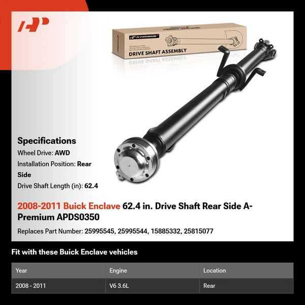 2008-2011 Buick Enclave 62.4 in. Drive Shaft Rear Side A-Premium APDS0350