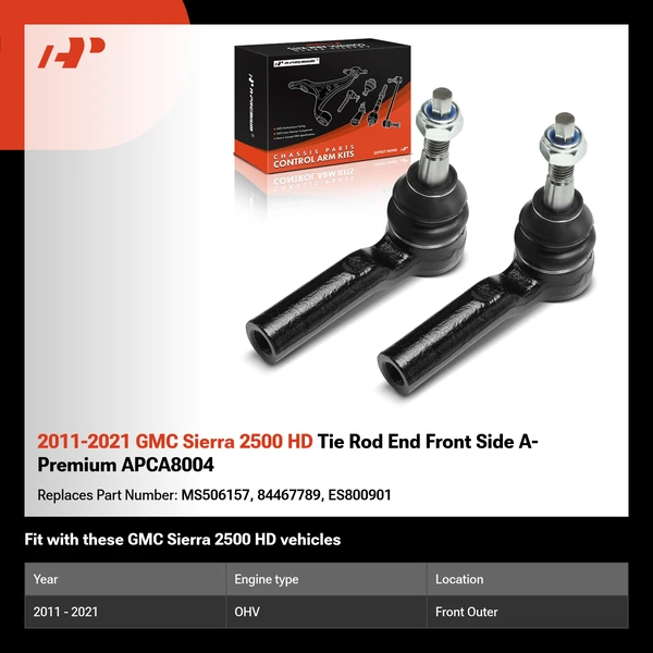 2011-2021 GMC Sierra 2500 HD Tie Rod End Front Side A-Premium APCA8004