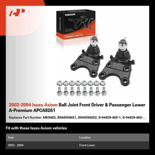 2002-2004 Isuzu Axiom Ball Joint Front Driver & Passenger Lower A-Premium APCA8261