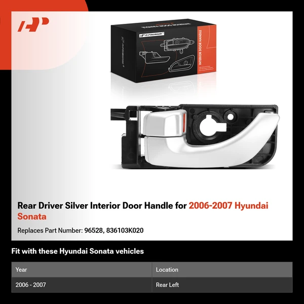 Rear Driver Silver Interior Door Handle for 2006-2007 Hyundai Sonata