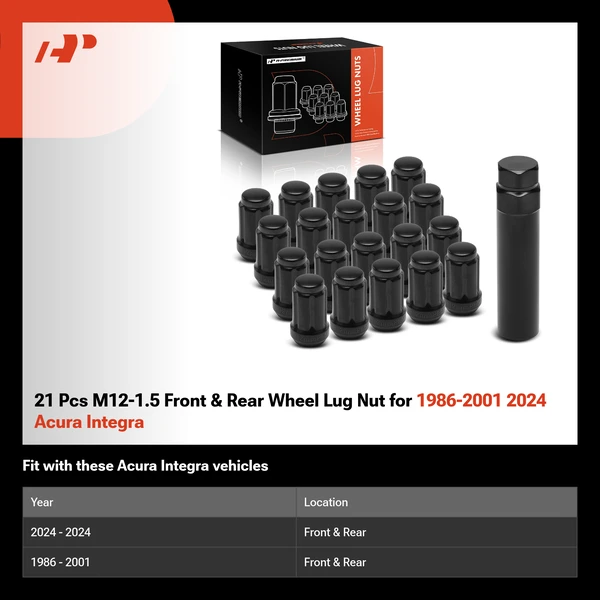 21 Pcs M12-1.5 Front & Rear Wheel Lug Nut for 1986-2001 2024 Acura Integra