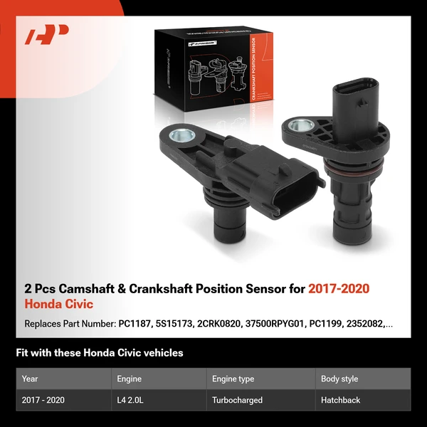 2 Pcs Camshaft & Crankshaft Position Sensor for 2017-2020 Honda Civic