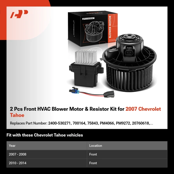 2 Pcs Front HVAC Blower Motor & Resistor Kit for 2007 Chevrolet Tahoe