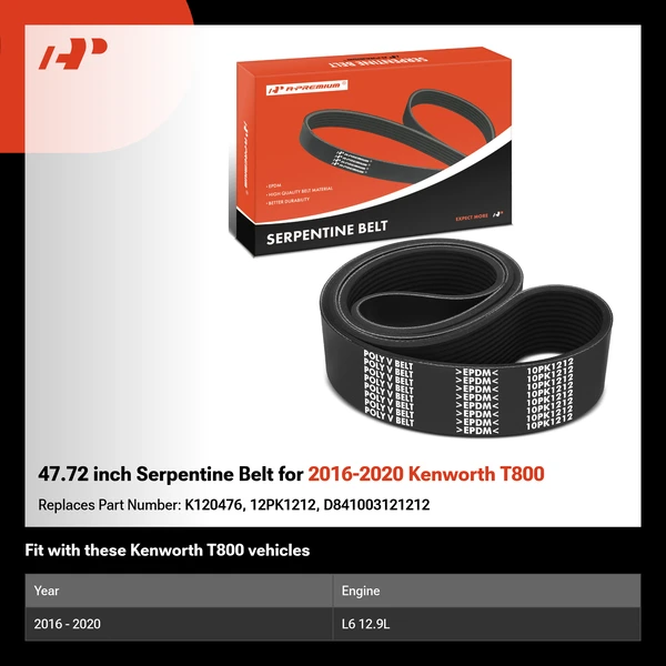 47.72 inch Serpentine Belt for 2016-2020 Kenworth T800