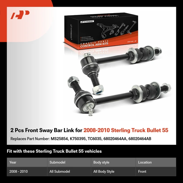 2 Pcs Front Sway Bar Link for 2008-2010 Sterling Truck Bullet 55