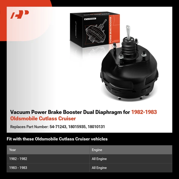Vacuum Power Brake Booster Dual Diaphragm for 1982-1983 Oldsmobile Cutlass Cruiser