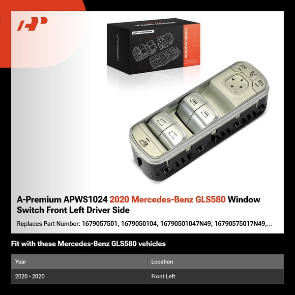 A-Premium APWS1024 2020 Mercedes-Benz GLS580 Window Switch Front Left Driver Side
