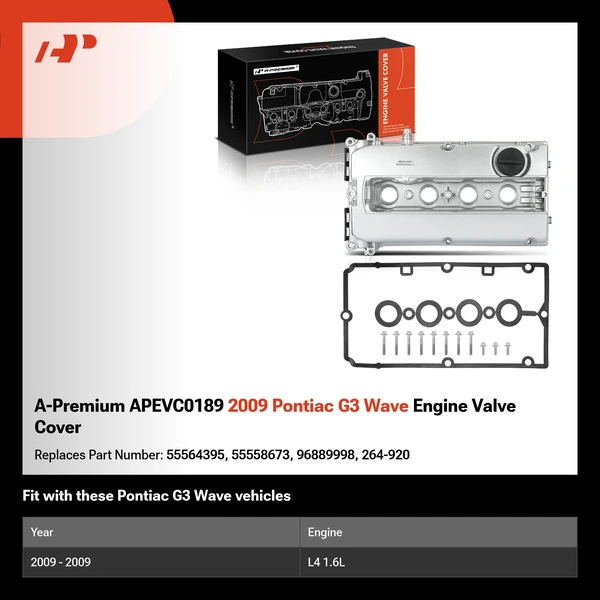 A-Premium APEVC0189 2009 Pontiac G3 Wave Engine Valve Cover