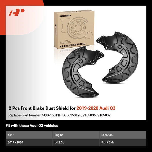 2 Pcs Front Brake Dust Shield for 2019-2020 Audi Q3