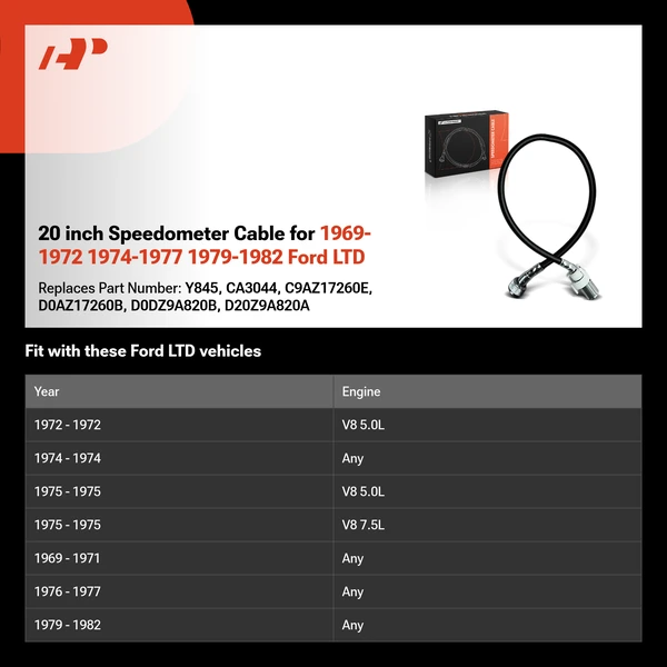 20 inch Speedometer Cable for 1969-1972 1974-1977 1979-1982 Ford LTD