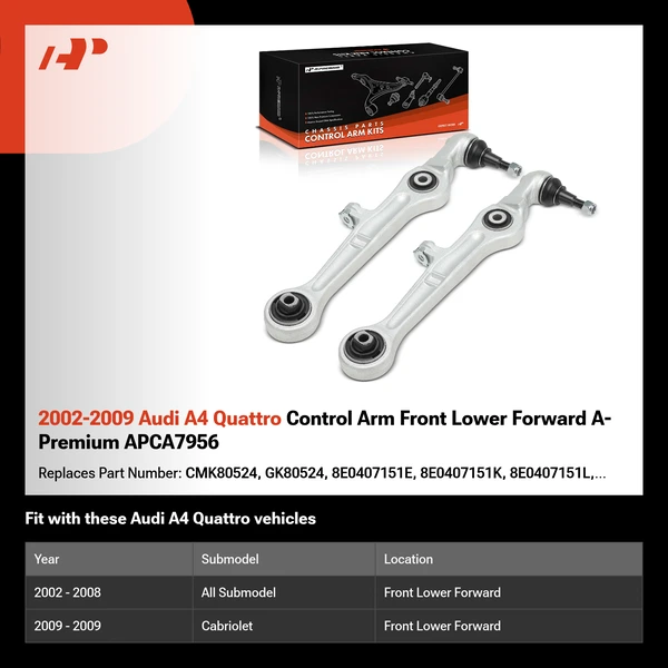 2002-2009 Audi A4 Quattro Control Arm Front Lower Forward A-Premium APCA7956