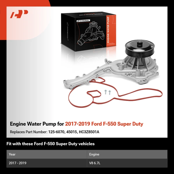 Engine Water Pump for 2017-2019 Ford F-550 Super Duty