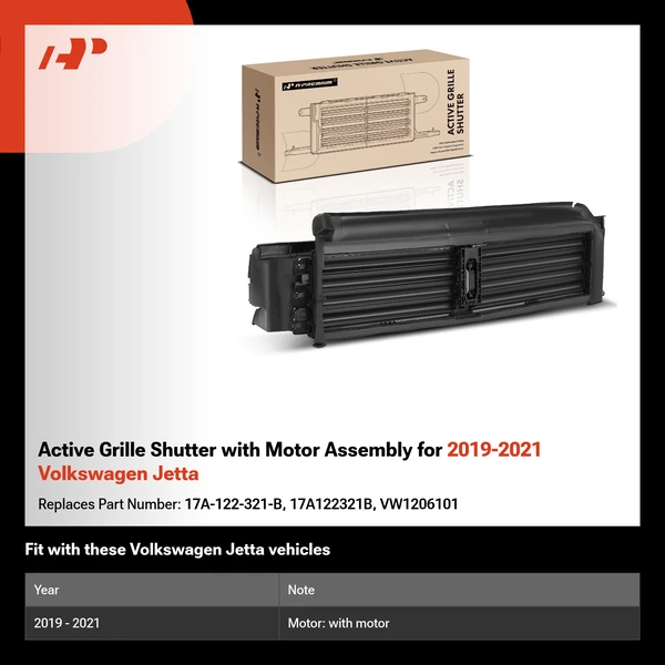 Active Grille Shutter with Motor Assembly for 2019-2021 Volkswagen Jetta