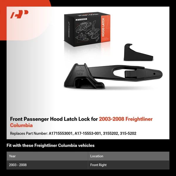 Front Passenger Hood Latch Lock for 2003-2008 Freightliner Columbia