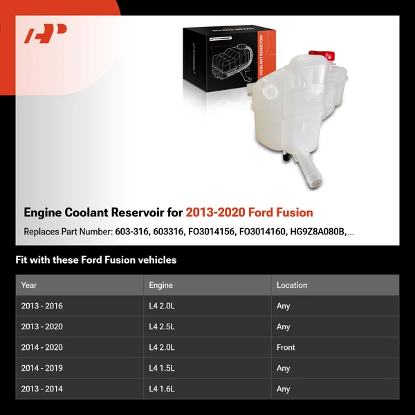 Engine Coolant Reservoir for 2013-2020 Ford Fusion