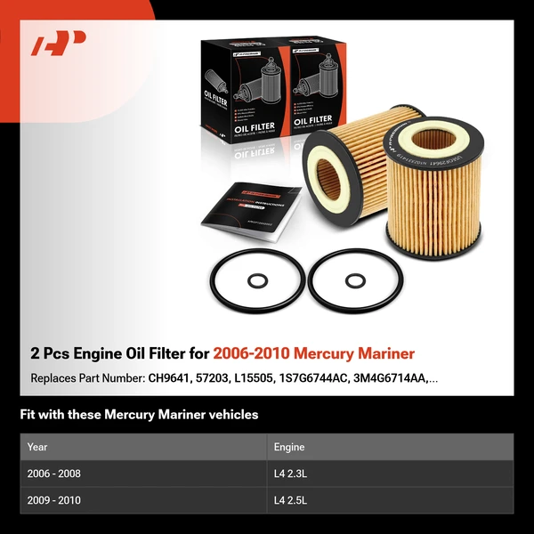 2 Pcs Engine Oil Filter for 2006-2010 Mercury Mariner