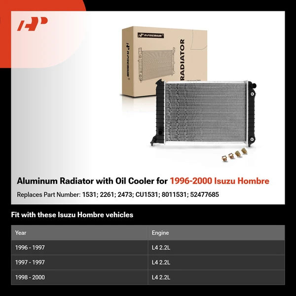 Aluminum Radiator with Oil Cooler for 1996-2000 Isuzu Hombre