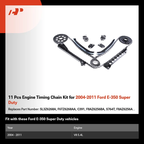 11 Pcs Engine Timing Chain Kit for 2004-2011 Ford E-350 Super Duty