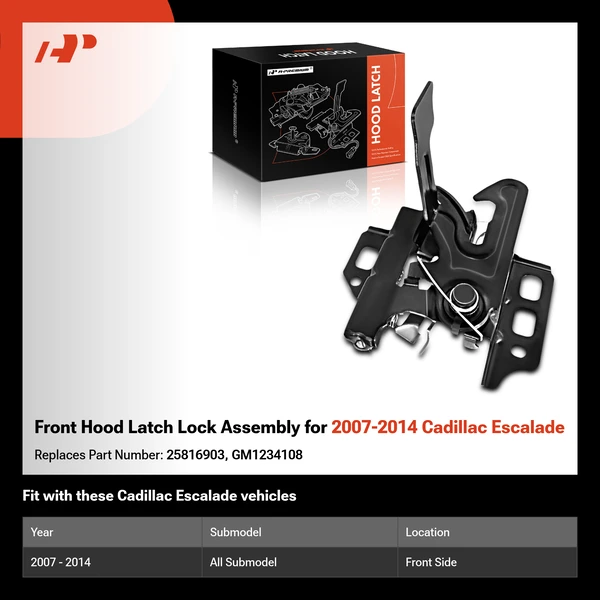 Front Hood Latch Lock Assembly for 2007-2014 Cadillac Escalade