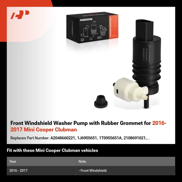 Front Windshield Washer Pump with Rubber Grommet for 2016-2017 Mini Cooper Clubman