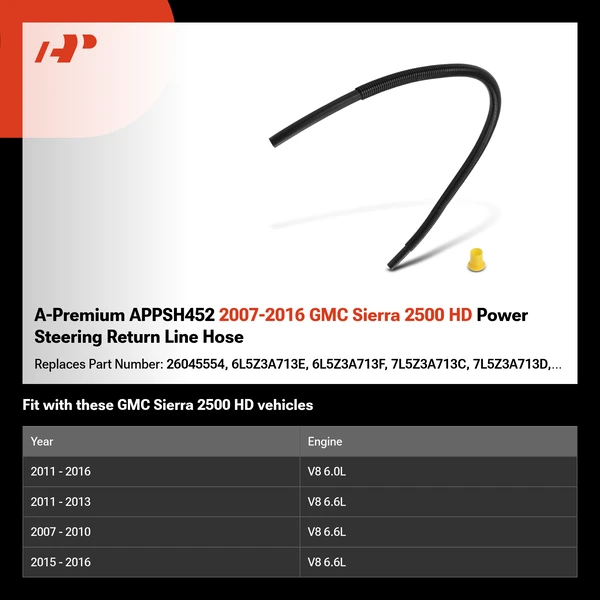 A-Premium APPSH452 2007-2016 GMC Sierra 2500 HD Power Steering Return Line Hose