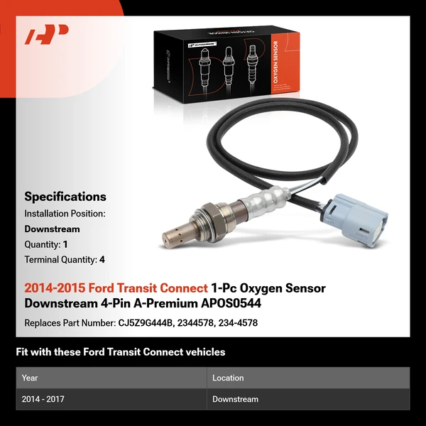 2014-2015 Ford Transit Connect 1-Pc Oxygen Sensor Downstream 4-Pin A-Premium APOS0544