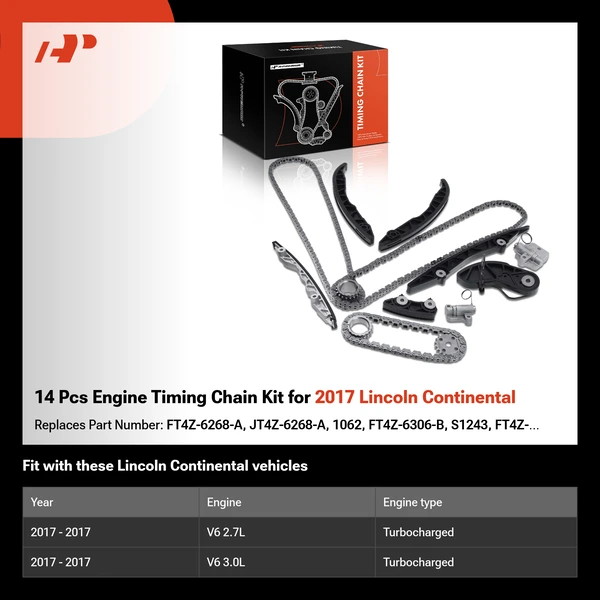 14 Pcs Engine Timing Chain Kit for 2017 Lincoln Continental