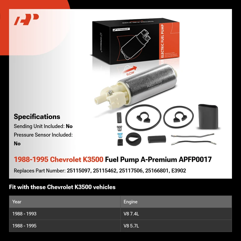 1988-1995 Chevrolet K3500 Fuel Pump A-Premium APFP0017