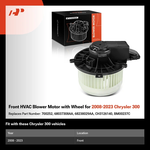 Front HVAC Blower Motor with Wheel for 2008-2023 Chrysler 300