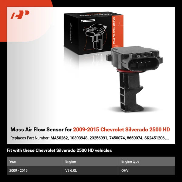 Mass Air Flow Sensor for 2009-2015 Chevrolet Silverado 2500 HD