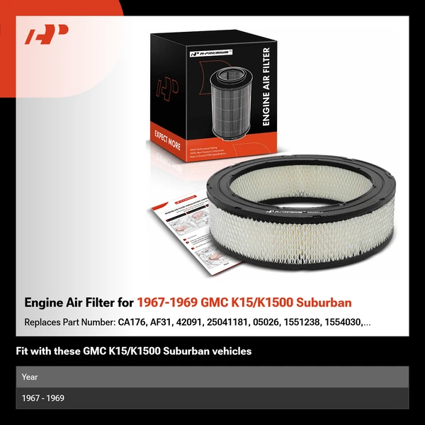 Engine Air Filter for 1967-1969 GMC K15/K1500 Suburban
