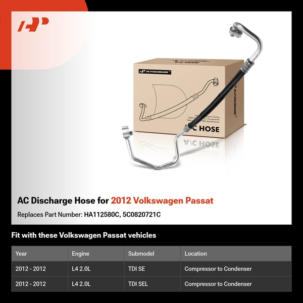 AC Discharge Hose for 2012 Volkswagen Passat