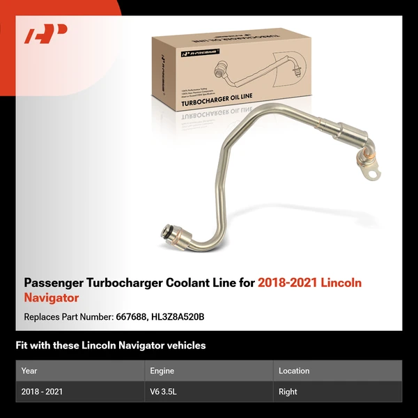 Passenger Turbocharger Coolant Line for 2018-2021 Lincoln Navigator
