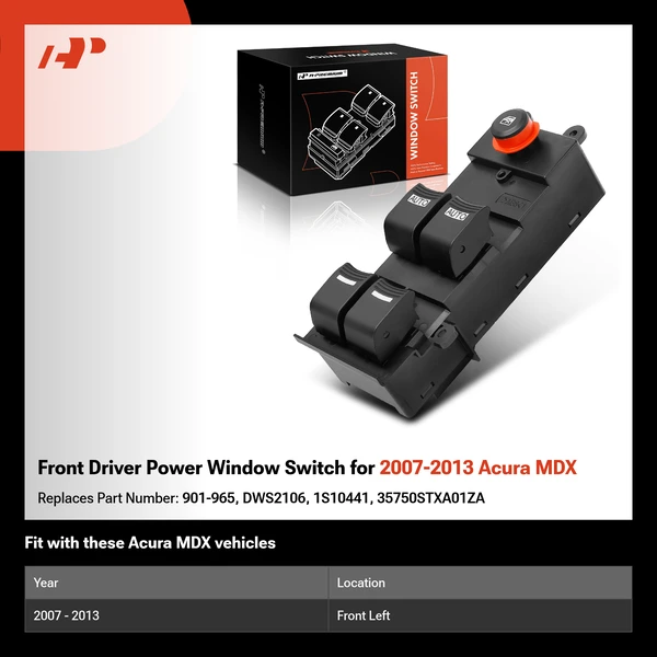 Front Driver Power Window Switch for 2007-2013 Acura MDX