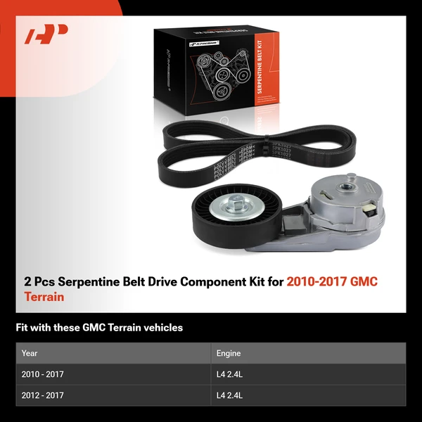 2 Pcs Serpentine Belt Drive Component Kit for 2010-2017 GMC Terrain