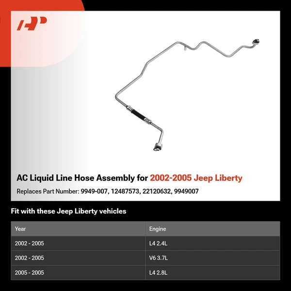 AC Liquid Line Hose Assembly for 2002-2005 Jeep Liberty