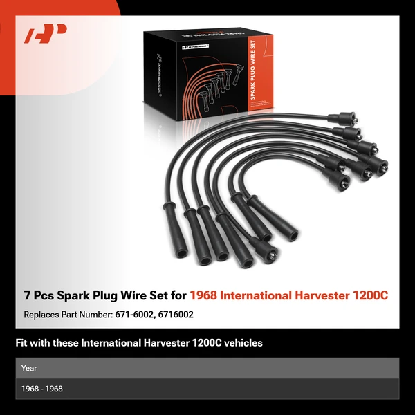 7 Pcs Spark Plug Wire Set for 1968 International Harvester 1200C