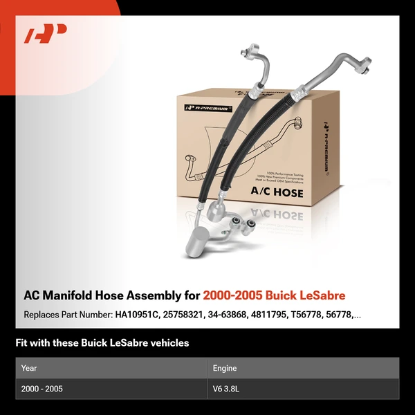 AC Manifold Hose Assembly for 2000-2005 Buick LeSabre