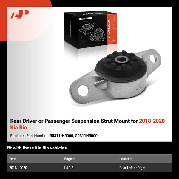 Rear Driver or Passenger Suspension Strut Mount for 2018-2020 Kia Rio