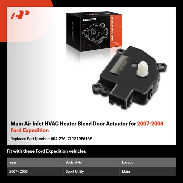 Main Air Inlet HVAC Heater Blend Door Actuator for 2007-2008 Ford Expedition