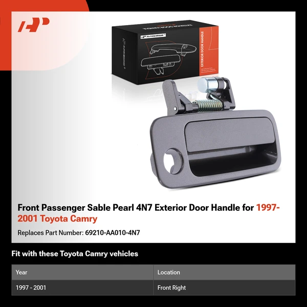 Front Passenger Sable Pearl 4N7 Exterior Door Handle for 1997-2001 Toyota Camry