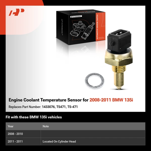 Engine Coolant Temperature Sensor for 2008-2011 BMW 135i