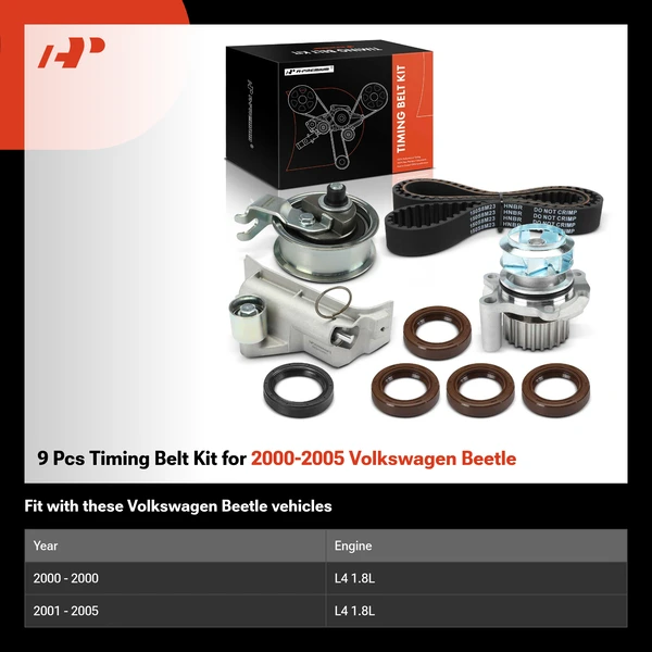9 Pcs Timing Belt Kit for 2000-2005 Volkswagen Beetle