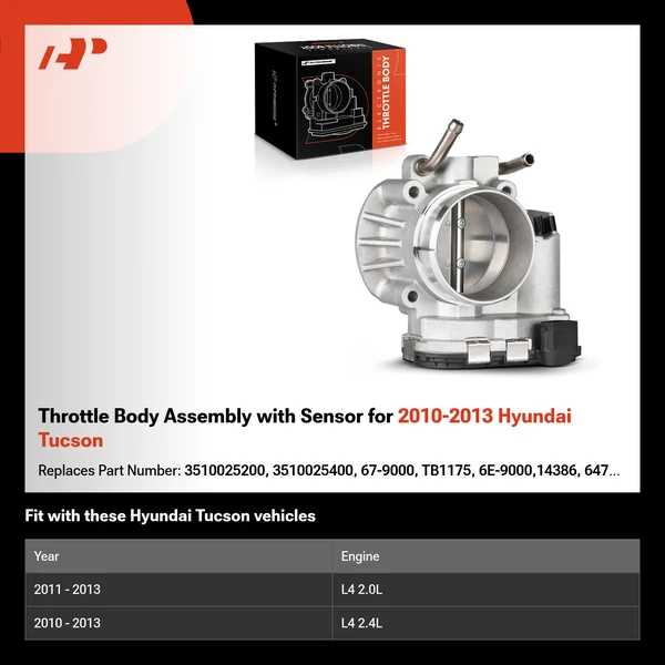 Throttle Body Assembly with Sensor for 2010-2013 Hyundai Tucson