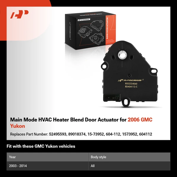Main Mode HVAC Heater Blend Door Actuator for 2006 GMC Yukon