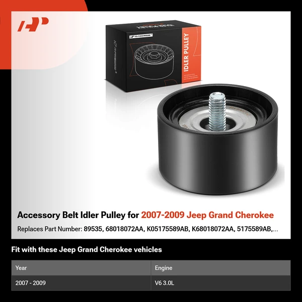 Accessory Belt Idler Pulley for 2007-2009 Jeep Grand Cherokee