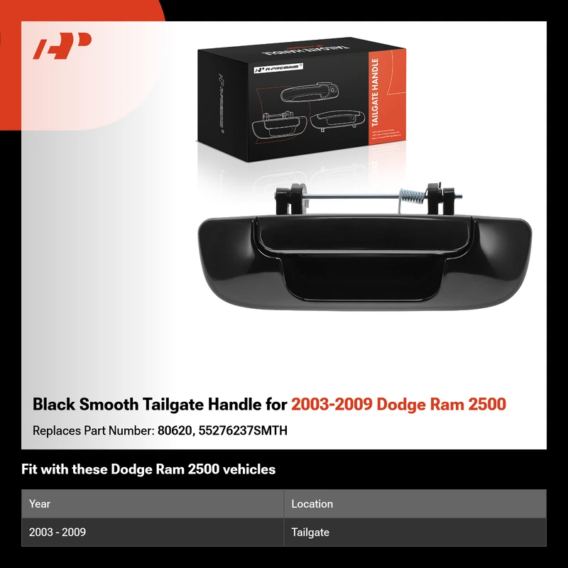 Black Smooth Tailgate Handle for 2003-2009 Dodge Ram 2500